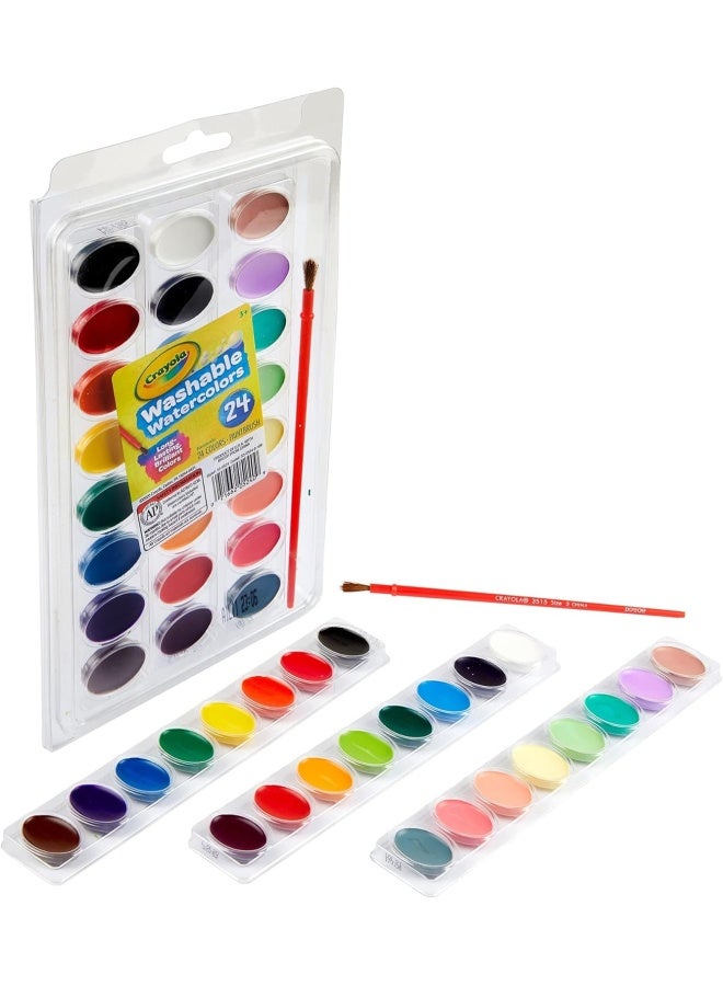 Crayola 24 Pieces Washable Watercolors with Brush - Image 3