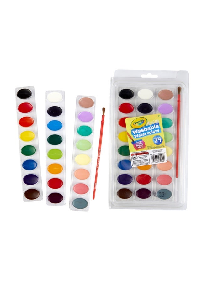 Crayola 24 Pieces Washable Watercolors with Brush - Image 1