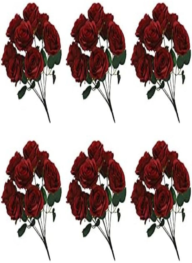 Pack 0f 6 Artificial Flowers Bunch, Lifelike Silk Red Rose Flower Bouquet, Durable And Realistic Fake Flowers - pzsku/Z734F598C6DE11550EF9BZ/45/_/1716204060/a4f1e5a2-f1cc-4f16-8343-2b80a8261dbc