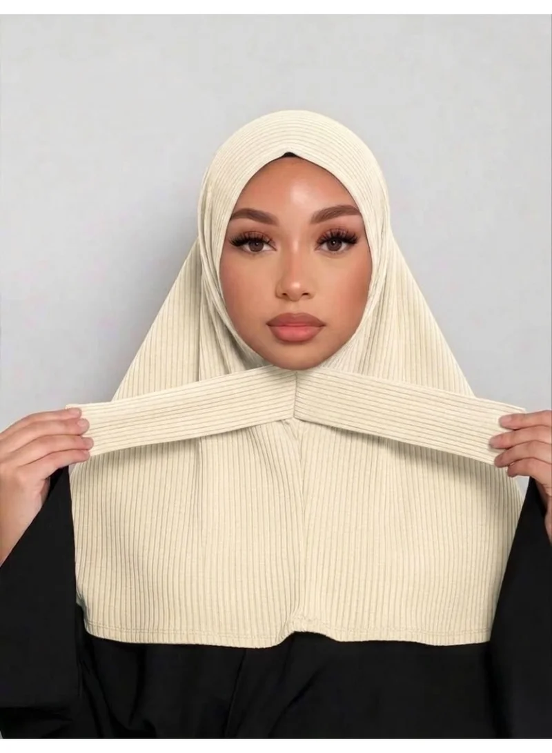 البنت الشرقية حجاب جاهز (إستانس) مضلع بتصميم زر للإغلاق، حجاب صلاة وتغطية يومية قطني مضلع.