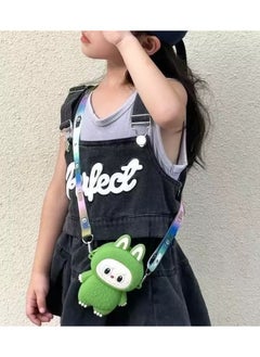 Generic Labubu Kids Silicone Coin Purse Keychain gray full body(Green)  - Image 1