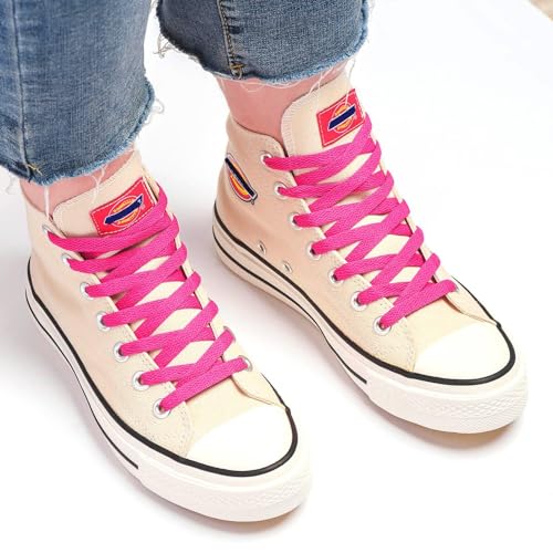Stepace [2 Pairs Flat Shoe Laces for Sneakers 5/16" Width 30"-72" Length 26 Color Shoelaces Hot Pink 30"(76 cm) - Image 3