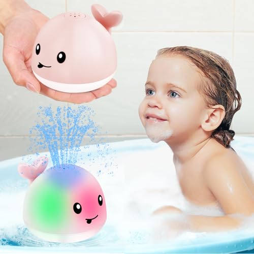 Gigilli Baby Bath Toys Bath Toys for Kids Ages 13 1 Year Old Girl Gift Baby Easter Basket Stuffers 61218 Months Light Up Whale Bath Toy Sprinkler Toddler Birthday Bathtub Fountain Pool Water Toy - Image 1