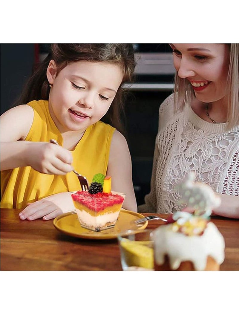 SYOSI Pack of 50 Dessert Cups, 2 oz / 60 ml Dessert Cup with Spoons, DIY Plastic Dessert Cups, Reusable Dessert Bowls, for Mousse Chocolate Custard Pudding Desserts Picnic Party - Image 5