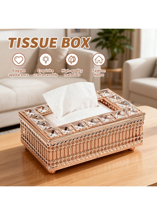 Elegant Tissue Box Holder, Sparkling Tissue Box Cover for Home Décor, Living Room, Dining Room 19.5x10x9cm - Image 2