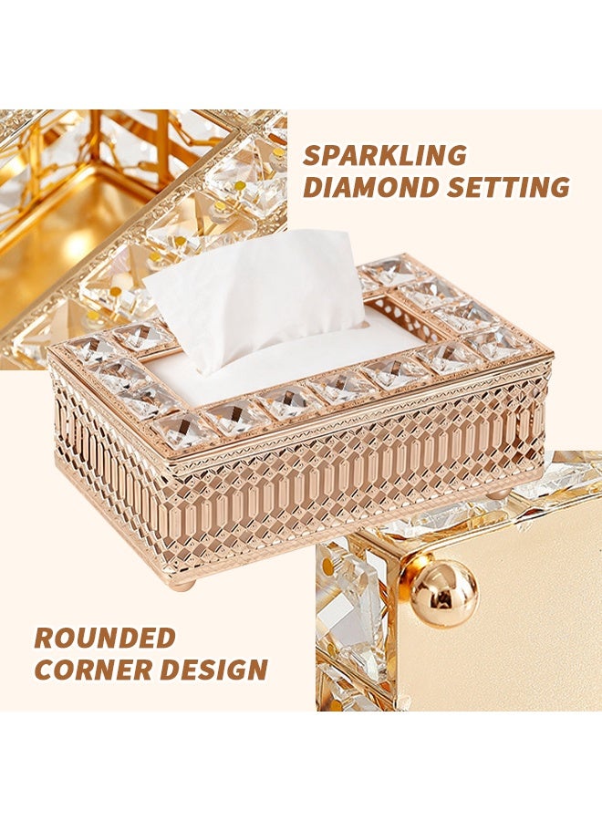 Elegant Tissue Box Holder, Sparkling Tissue Box Cover for Home Décor, Living Room, Dining Room 19.5x10x9cm - Image 3