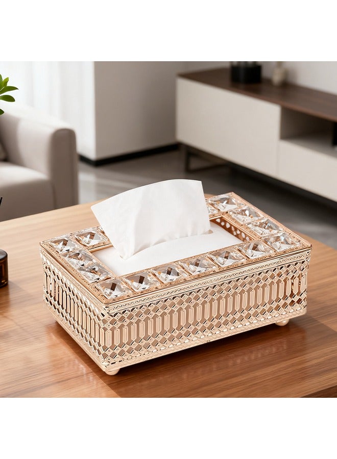 Elegant Tissue Box Holder, Sparkling Tissue Box Cover for Home Décor, Living Room, Dining Room 19.5x10x9cm - Image 1