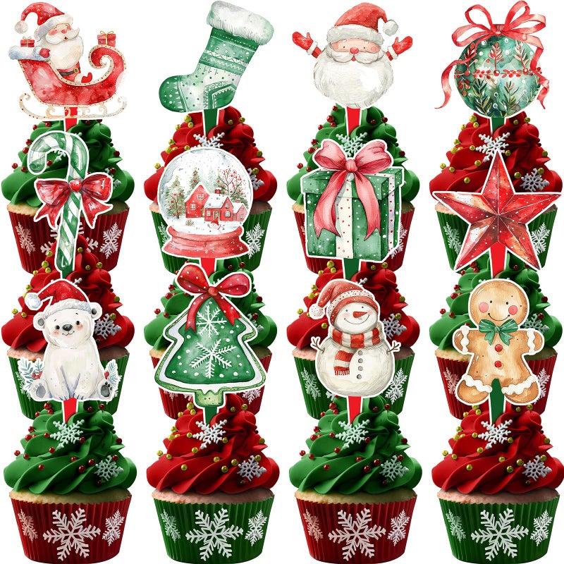 HaPiBiDesign 48 Pcs Christmas Cupcake Toppers - Festive Party Decorations for Christmas-Themed Birthdays  Baby Showers  and Holiday Cakes - Image 1