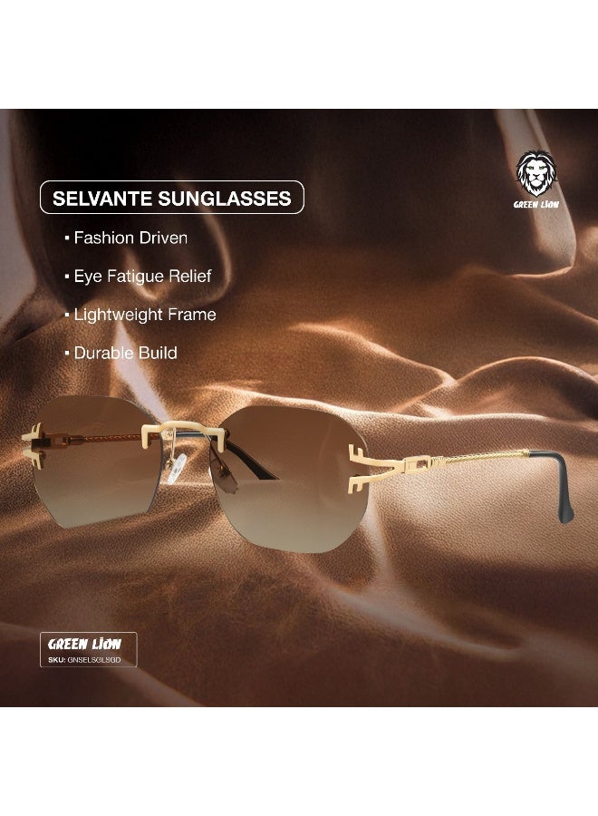 GREEN LION SELVANTE Rimless Polarized Sunglasses with UV400 / Unisex Metal Riding Glasses Running Glasses Mountaineering Glasses Driving Glasses Fishing Glasses / UV Protection - Gold - Image 2