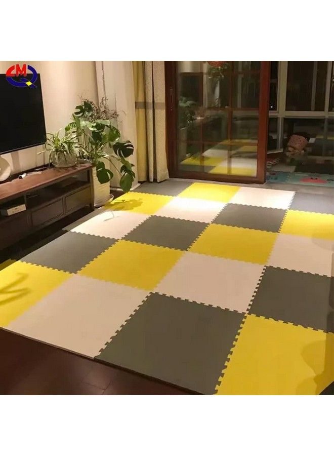 SIGNATRON Puzzle Flooring ;; Kids Interlocking Play Mat ;; Baby Play Mat ;; Play Mats For Kids ;; 12 Mm Thick (12 Tiles48 Square Feet Yellowgreywhite) - Image 2
