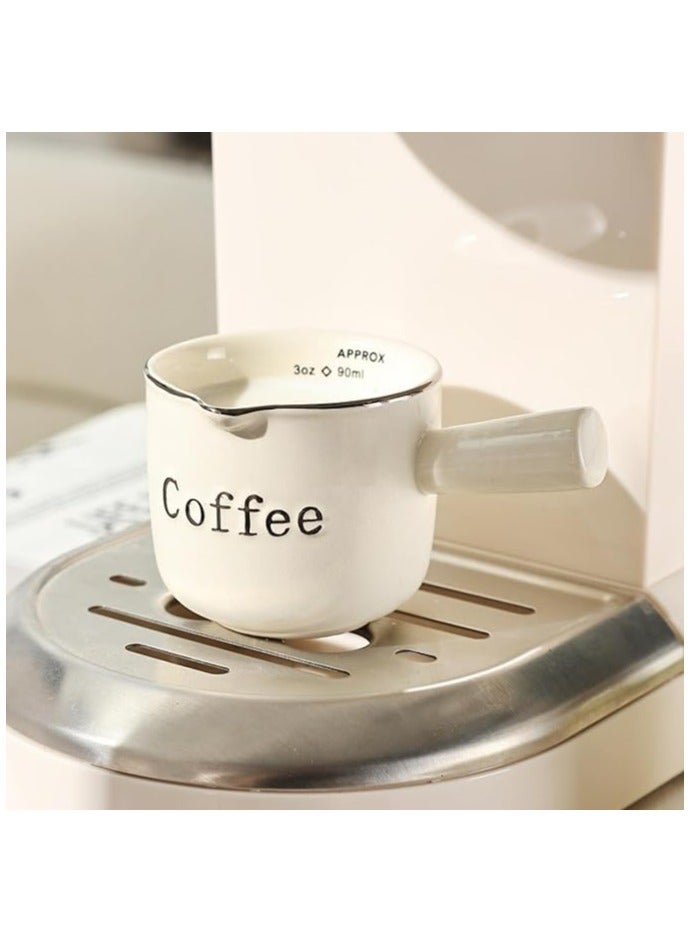 Espresso Cups Ceramic with Handle, Measuring Cup with Dual Scale, Espresso Shot Glass with V-Shaped Mouth - Image 1