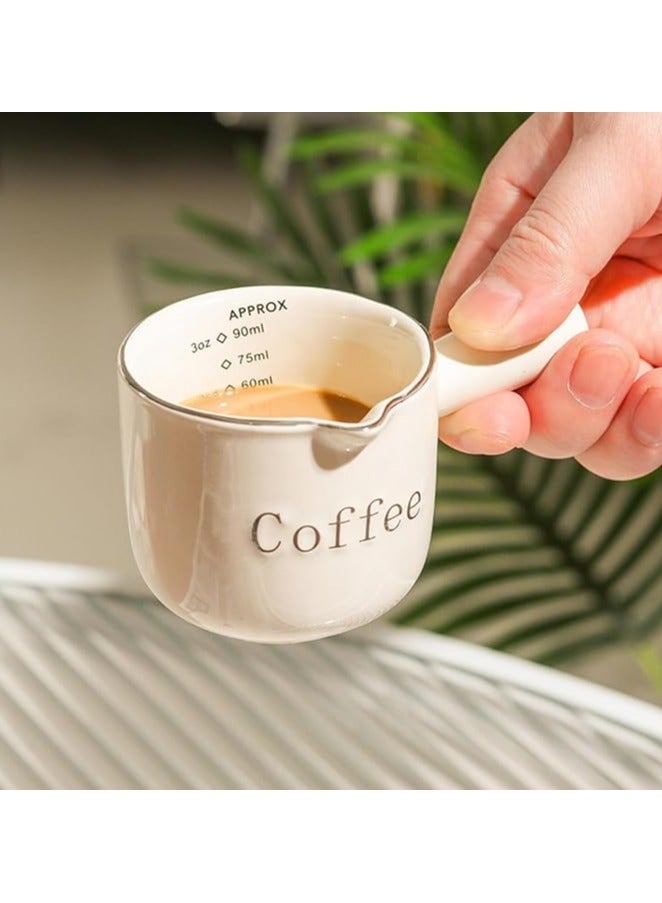 Espresso Cups Ceramic with Handle, Measuring Cup with Dual Scale, Espresso Shot Glass with V-Shaped Mouth - Image 3