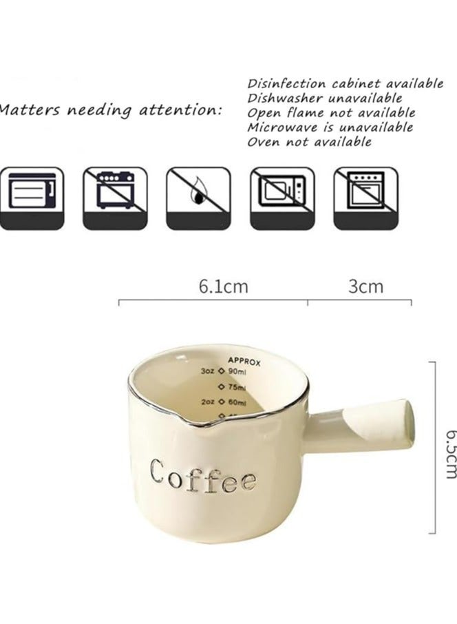 Espresso Cups Ceramic with Handle, Measuring Cup with Dual Scale, Espresso Shot Glass with V-Shaped Mouth - Image 4