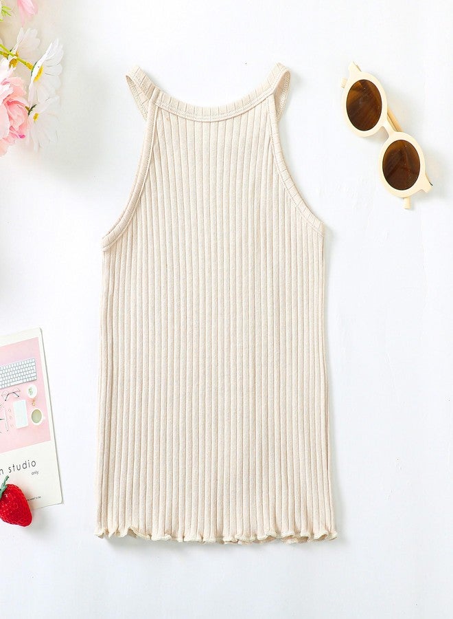 ROMPERINBOX Toddler Tank Tops Girls 3 Pack Ribbed Knit Multipacks Halter Top Camisoles Undershirt 3-7 Years(Black/Beige/Brown,3T) - Image 4