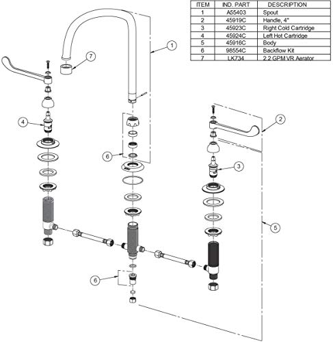 Elkay LK800GN08T4 1.5 GPM Deck Mounted Double Handle Utility Faucet with Metal Handles - Chrome - Image 3