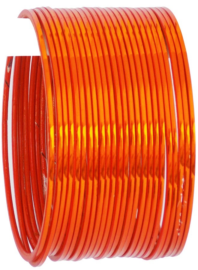 JD'Z COLLECTION Indian Bangles for Women,Traditional Bangle Set for Women,Bollywood Style Ethnic Bracelet Set of 24 Bangle (Orange, 2.80, Inches) - Image 1