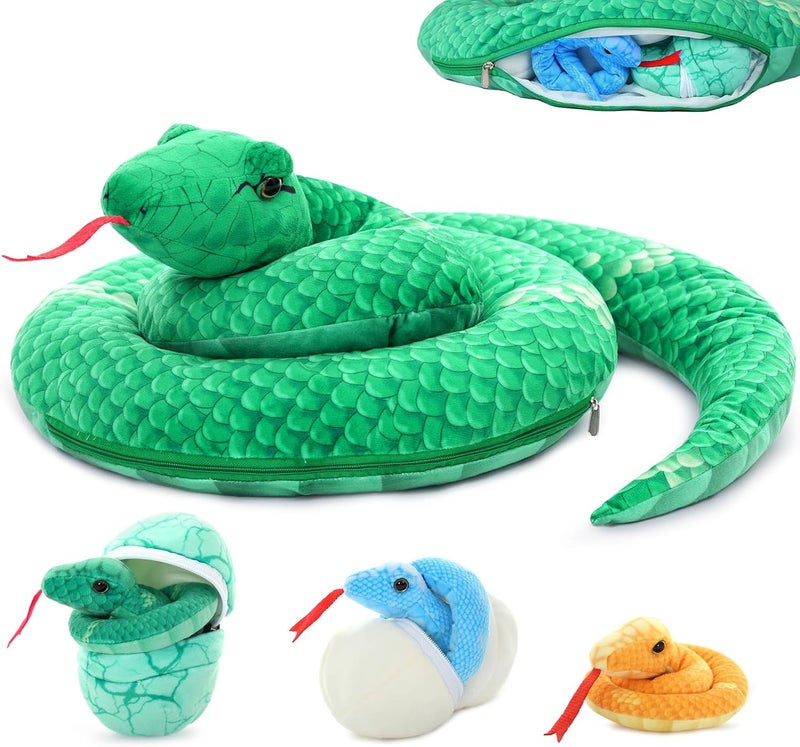 MorisMos Giant Snake Soft Toy Large with Babies in Eggs, 140cm Long Anaconda Snakes Teddy Stuffed Animal Plush Toys Cuddly Lifelike, Present for Boys Girls Kids Christmas Birthday Party Decorations - Image 1