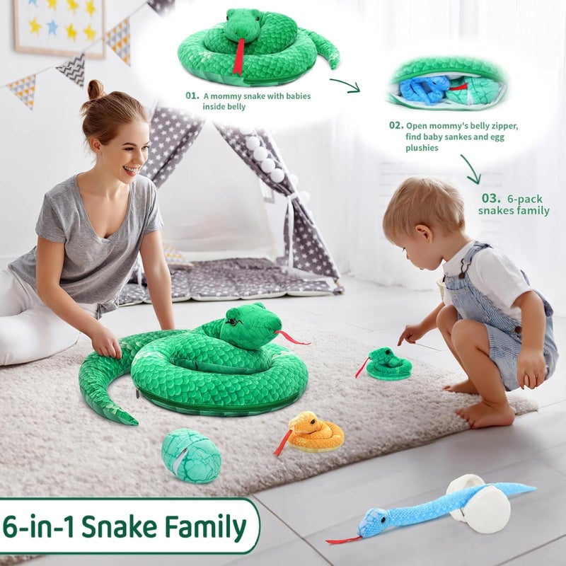 MorisMos Giant Snake Soft Toy Large with Babies in Eggs, 140cm Long Anaconda Snakes Teddy Stuffed Animal Plush Toys Cuddly Lifelike, Present for Boys Girls Kids Christmas Birthday Party Decorations - Image 3