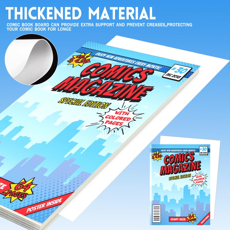 VOKOY 25 Sets Current Size Comic Book Bags and Boards, Reusable Transparent Comic Book Sleeves with Double-Sided White Cardboard Regular Comics Magazine Storage for Collector Small Business - Image 5