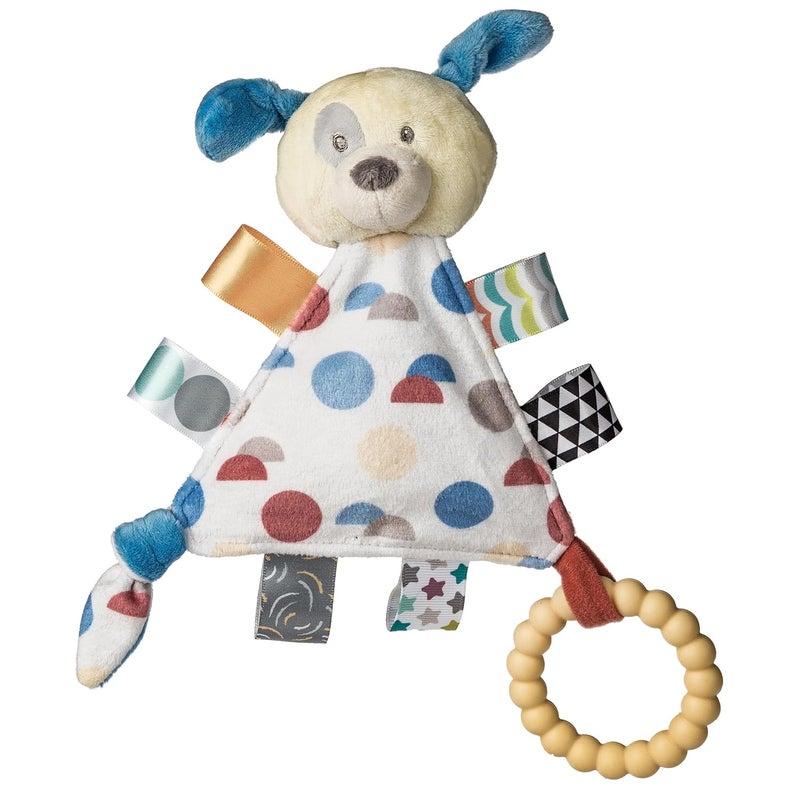 Mary Meyer Taggies Teething Toys Baby Rattle Portable Triangle Activity Toy with Sensory Tags 6Inches Puppy - Image 1