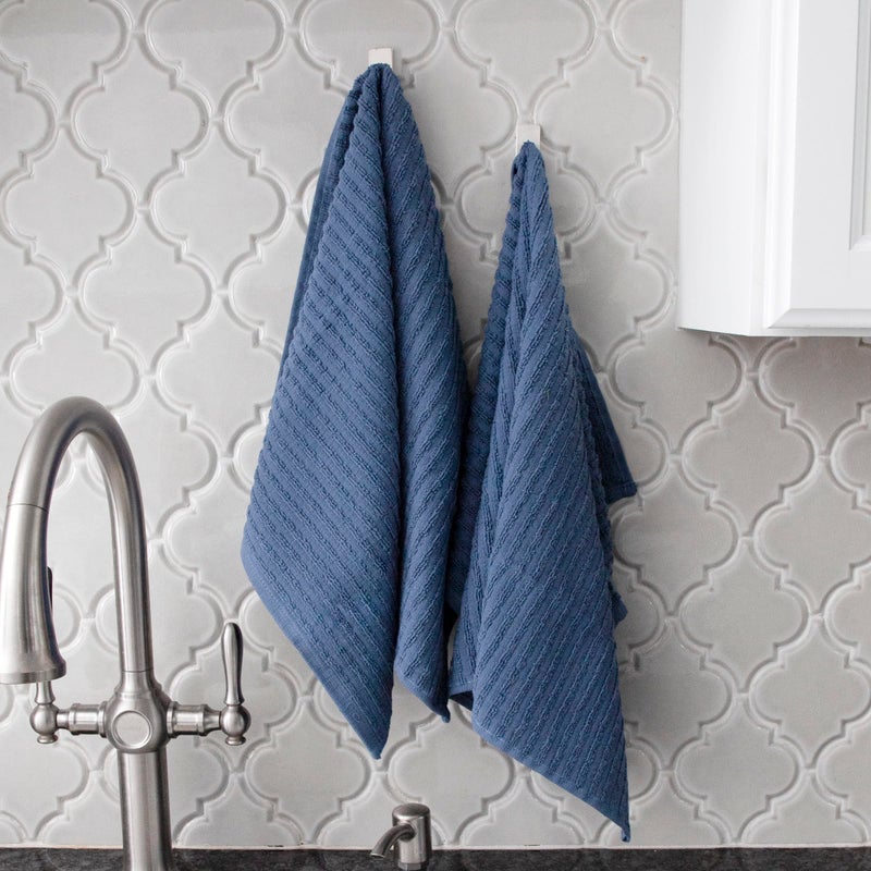 Ritz Royale Collection 100% Combed Terry Cotton, Highly Absorbent, Oversized Kitchen Towel Set, 28" x 18", 2-Pack, Solid, Federal Blue - Image 5