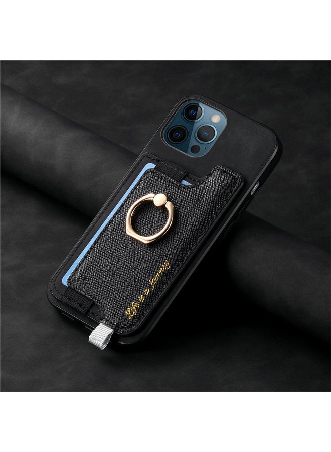 Zaboon Case For iPhone 12 Pro Max Retro Magsafe Cross Leather Ring Holder Card Bag Phone Case - Image 5