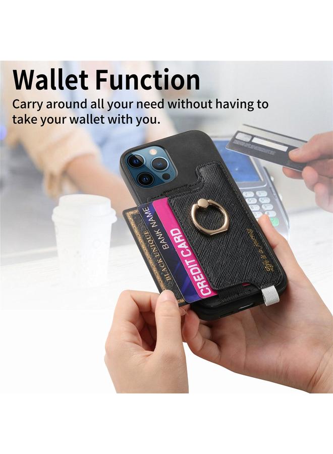 Zaboon Case For iPhone 12 Pro Max Retro Magsafe Cross Leather Ring Holder Card Bag Phone Case - Image 4