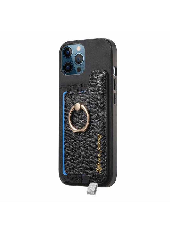 Zaboon Case For iPhone 12 Pro Max Retro Magsafe Cross Leather Ring Holder Card Bag Phone Case - Image 2