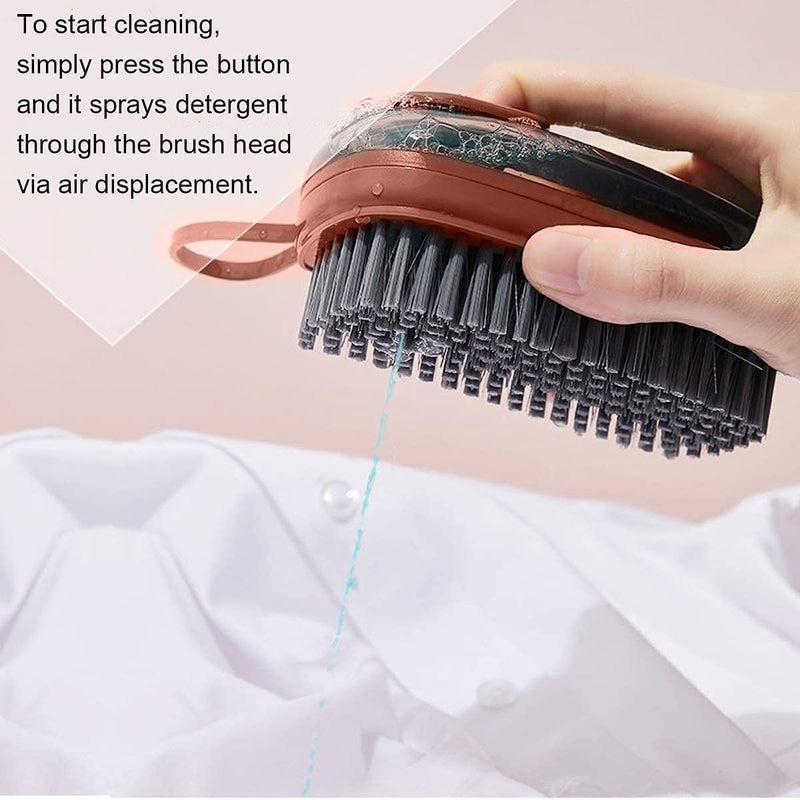 AUGEN AUGEN Laundry Brush, Automatic Liquid Addition Brush Household Multi-Functional Hydraulic Liquid Soap Dispenser Laundry Brush Soft Bristles Laundry Clothes and Shoes Scrubbing Brush (Red) - Image 3