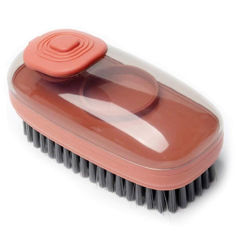 AUGEN AUGEN Laundry Brush, Automatic Liquid Addition Brush Household Multi-Functional Hydraulic Liquid Soap Dispenser Laundry Brush Soft Bristles Laundry Clothes and Shoes Scrubbing Brush (Red) - Image 1