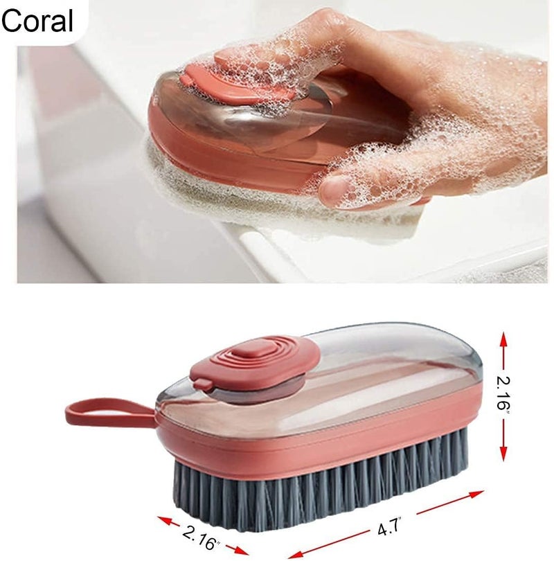 AUGEN AUGEN Laundry Brush, Automatic Liquid Addition Brush Household Multi-Functional Hydraulic Liquid Soap Dispenser Laundry Brush Soft Bristles Laundry Clothes and Shoes Scrubbing Brush (Red) - Image 5