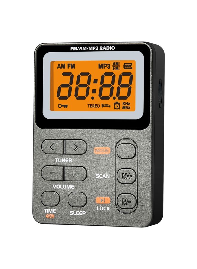 SH-01M Mini Portable Multifunctional Digital Display Two-Channel Radio, Size: EU Version(Silver Gray) - Image 1