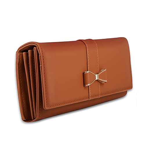 ALSU Women's Hand Wallet Purse Clutch | Phone Pocket| Coin Pocket| Credit Card Slots| Zipper Pocket| Office use| Casual use| Faux Leather (Tan) - Image 1