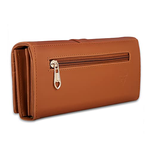 ALSU Women's Hand Wallet Purse Clutch | Phone Pocket| Coin Pocket| Credit Card Slots| Zipper Pocket| Office use| Casual use| Faux Leather (Tan) - Image 3