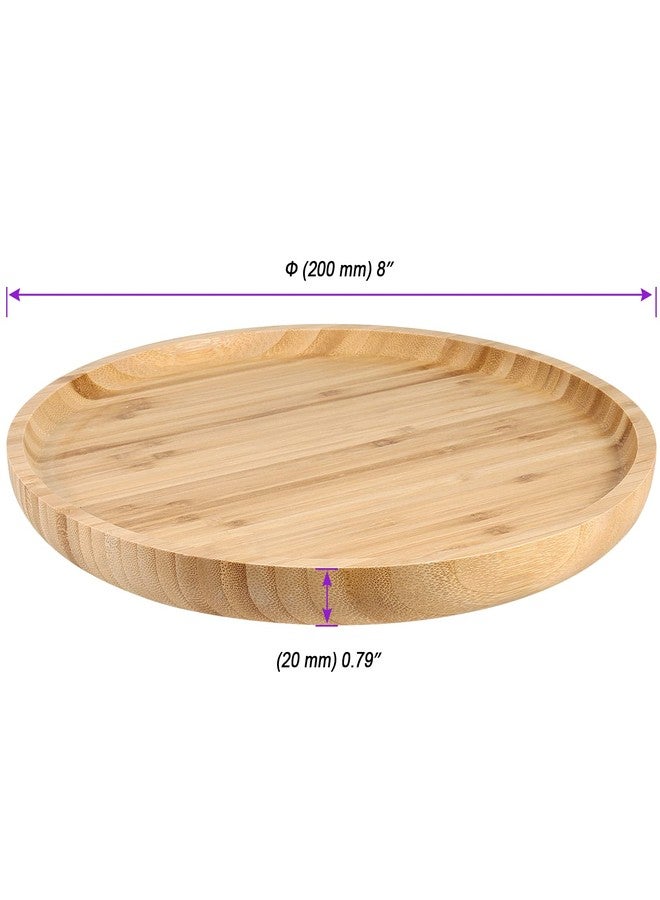 JOIKIT 3 Pack 8 Inch Bamboo Round Platter, Fine Polished Round Wood Plates Bamboo Serving Tray for Holding Fruit, Bread, Cheese, Nut, Coffee, Tea, Plant Saucer - Image 2