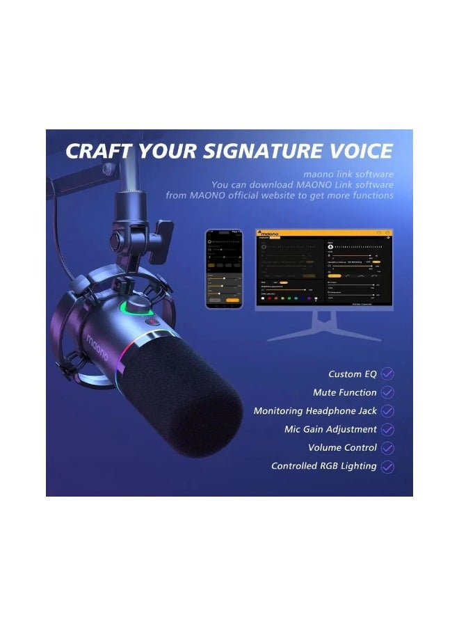 Maono PD200XS XLR/USB Podcast Dynamic Microphone Kit - Image 5