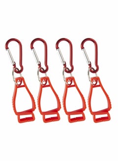 Excefore Glove Clip with Carabiners, 4 Pcs Red Work Safety Clip Glove Keeper, for Belt Loop Guard Labor Worker Attach Gloves, Glasses, Helmets, Towels  - Image 1