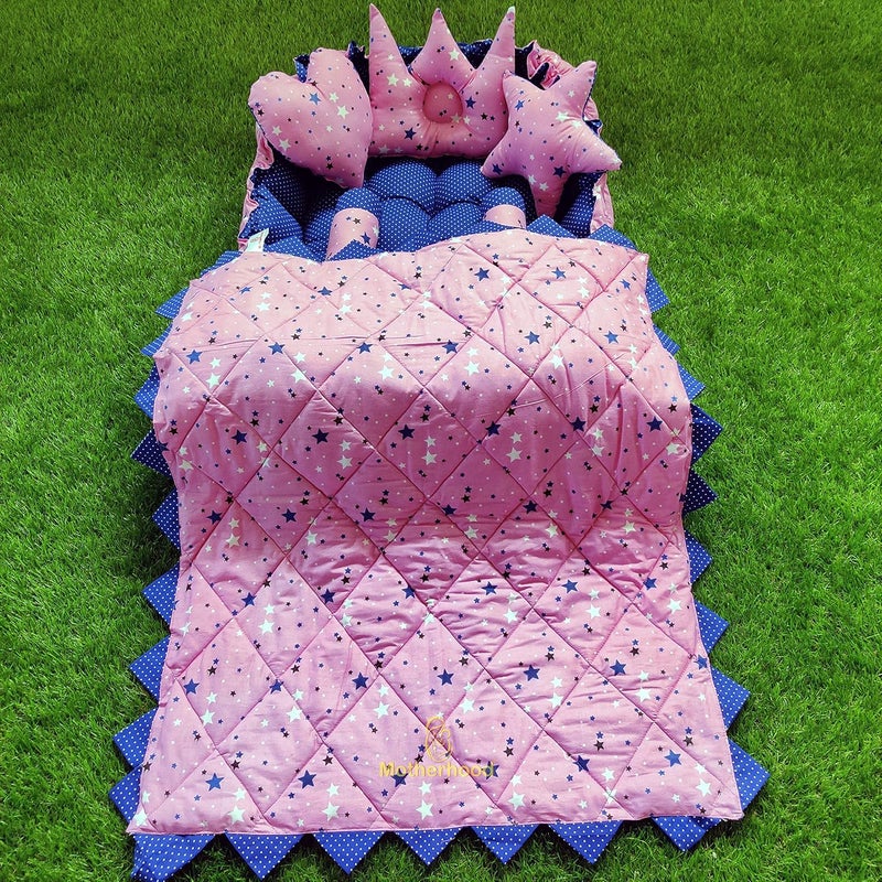MOTHERHOOD MOTHERHOOD Rectangle Baby Tub Bed with 5 pc Baby Pillow and 1 Large Baby Blanket Luxury UltraSoft Comfortable Baby Mattress Bed Sleeper Bedding Set coSleeper for Newborn to Toddlers Z Pink D - Image 2