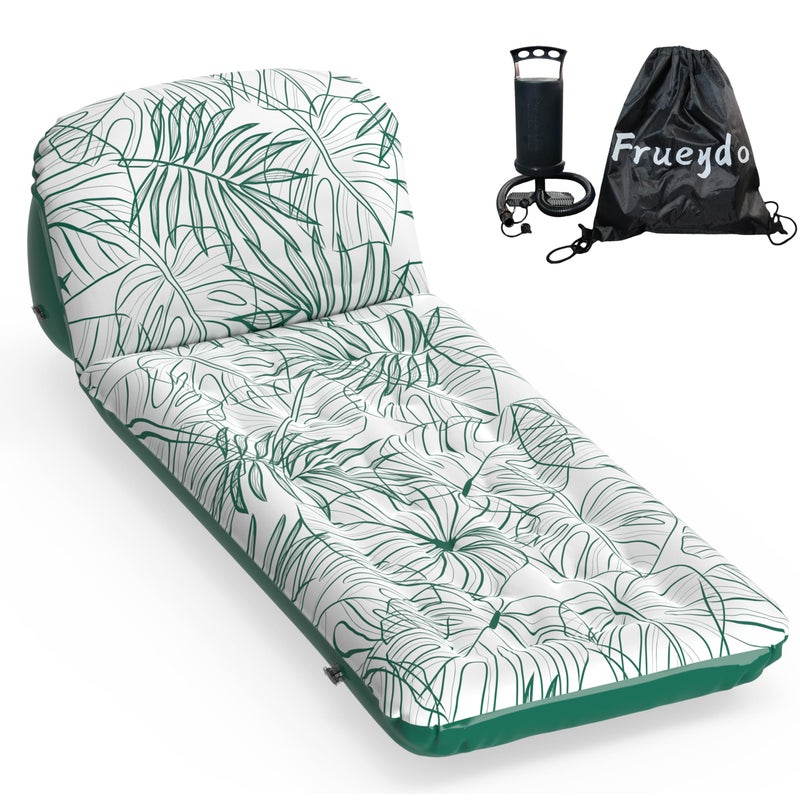 Frueydo Inflatable Camping Mattress with Adjustable Backrest - Inflatable cot for Travel Sleeping Inflatable Lounge Couch for Home & Outdoor Relaxing - Green - Image 1