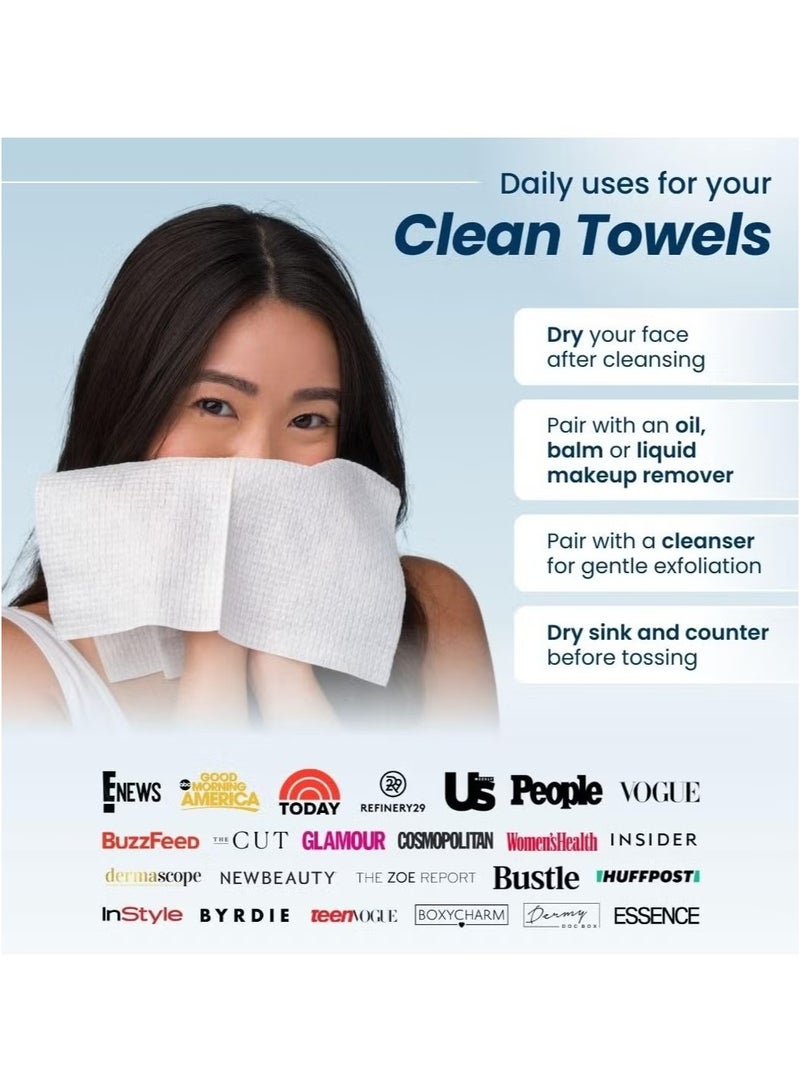 Clean Clean Skin Club Clean Towels XL – 100% Biobased Disposable Face Towels – Ultra Soft, Eczema Safe – 50 Ct - Image 2