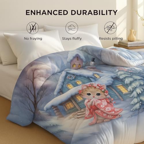 PRISCILLA 7D Printed Microfiber Kids Comforter Single Bed | Cotton Feel Lightweight Ultra Soft AC Blanket with Carry Bag | 150 GSM Baby Quilt/Duvet for All Season, 60x90 Inch (Kitty) - Image 5