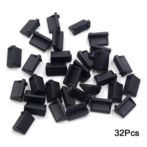 Lampvpath 32 Pcs USB Port Standard-A,USB Type A Female Anti Dust Cover Plugs Protector Stopper Cap for Desktop PC Laptops Black - Image 4