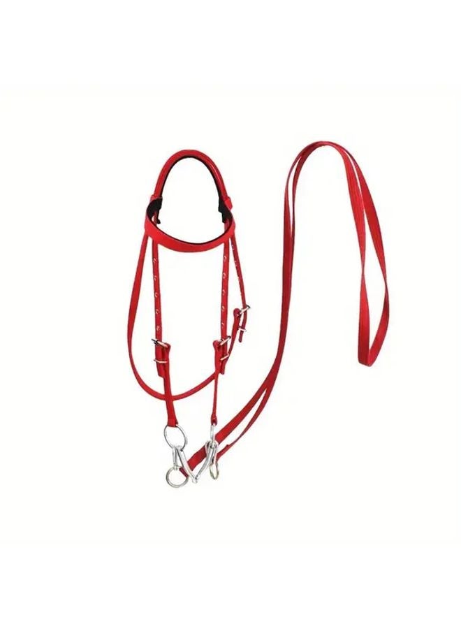 لجام الحصان الأحمر أحجام L معدات الفروسية غطاء الرأس اكسسوارات - Image 4