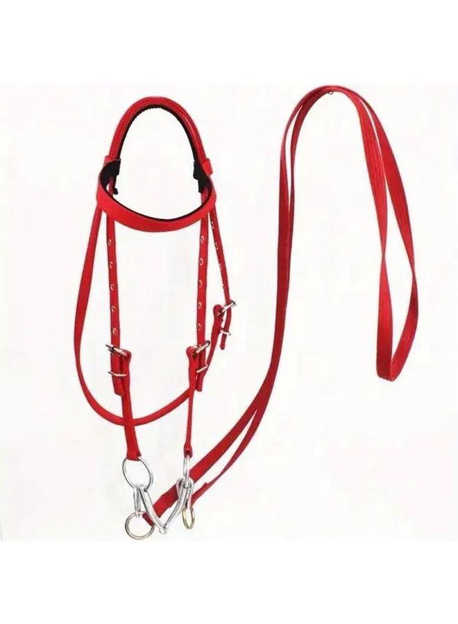 لجام الحصان الأحمر أحجام L معدات الفروسية غطاء الرأس اكسسوارات - Image 1