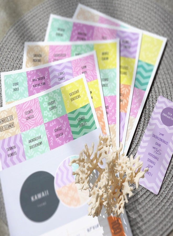 OFFILICIOUS Kawaii Bible Book Tabs - 100 Soft-Touch, Laminated Protestant & Catholic Bible Tabs - Bible Accessories - Durable Tabs for Bible - Bible Tabs Large Print - Pink Bible Tabs for Women - Image 4