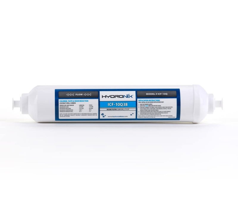 Hydronix ICF-10Q38 Inline Reverse Osmosis Post, Fridge & Ice Coconut GAC Water Filter 2000 Gal, 3/8" Quick Connect - Image 3