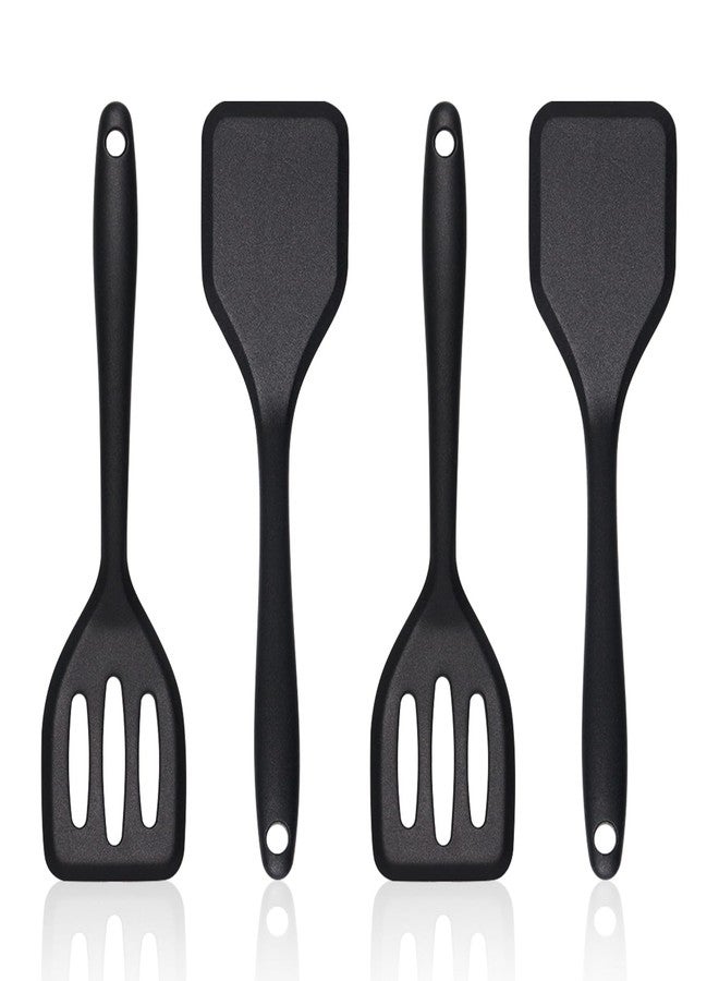 Pharamat Small Silicone Serving Spatula Set of 4, Mini Silicone Spatula Turner for Kitchen Use, Small Spatulas for Egg, Steak, Pancake - Image 1