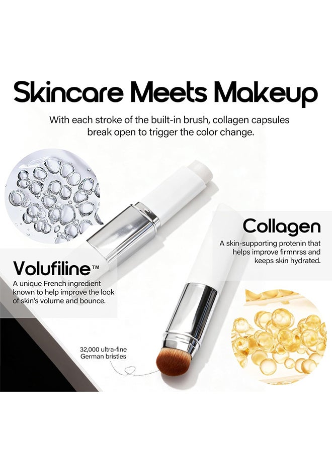 zephoco Color Changing Foundation Stick, V - Color-Changing Foundation Stick With Concealer, Medium To Full Coverage Cream Stick Hydrating Makeup, Dual-Ended With Soft Brush For Flawless Look, Portable & Travel-Friendly (Dark Skin) - Image 5