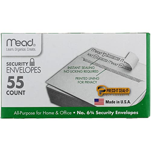 Mead Press-It Seal-It #6 3/4 Security Envelopes, 55 Count (75030) - Image 1