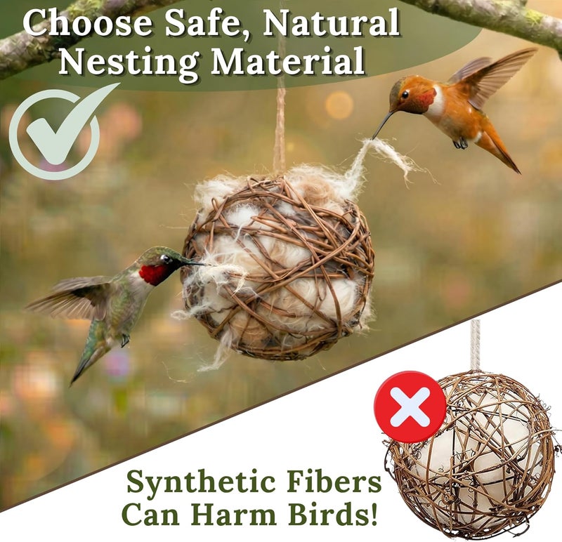 slivche Hummingbird Nesters - Bird Nesting Material Holder for Wild Birds - Humming Bird House Materials Gifts for Bird Watching Nature Lovers - Refillable Outdoor Bird Nesting Station to Build a Nest - Image 4
